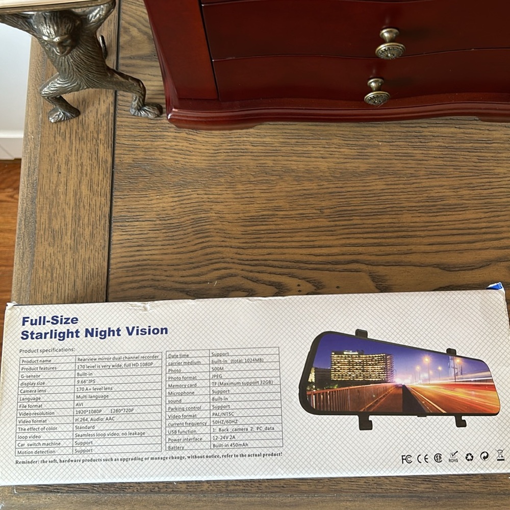 Full-Size Starlight Night Vision Dash Cam Mirror | HD 170° Wide Angle | NEW - Picture 13 of 13